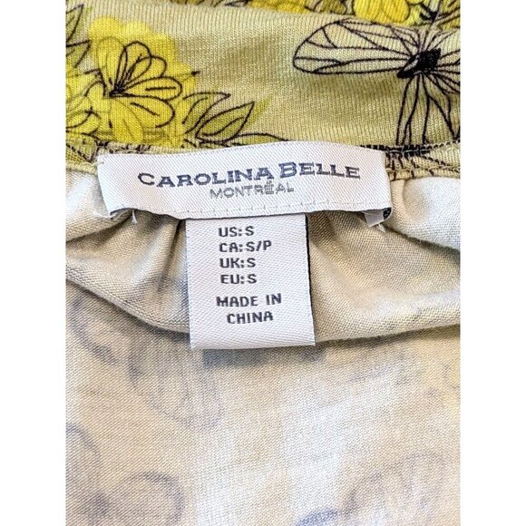 Womens Blouse Tank Top Butterfly Print Size S Yellow Sleeveless Carolina Belle - Picture 7 of 8